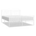vidaXL Metal Bed Frame with Headboard and Footboard White 160x200 cm (350952)