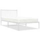 vidaXL Metal Bed Frame with Headboard White 100x200 cm (350926)