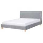 Beliani Bed Fabric Sennez 160 X 200 Cm Eu King Size Light Grey