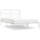vidaXL Metal Bed Frame with Headboard White 140x190 cm (352627)