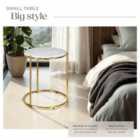 TecTake Side Table Ellsa - marble top, steel frame, elegant design - White/Gold, per piece