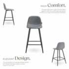 TecTake Bar Stool Willow with backrest, upholstery and woven cover - Dark Grey/Black, Set of 2