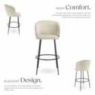 TecTake Bar Stool Luana - with backrest, velvet look and padded - Cream/Black, Set of 2