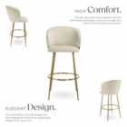 TecTake Bar Stool Luana - with backrest, velvet look and padded - Cream/Gold, Set of 6