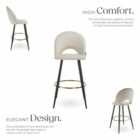 TecTake Bar Stool Rachel with backrest and velvet look cover, 49 x 58 x 110 cm - Cream/Black, Set of 4