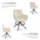 TecTake Swivel Chair Lenia - upholstered, padded, 56.5 x 54 x 86 cm - Velvet Cream/Black, Set of 2