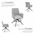 TecTake Swivel Chair Daya - upholstered, robust fabric, 55.5 x 58 x 87 cm - Light Grey, Set of 6