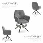 TecTake Swivel Chair Lenia - upholstered, padded, 56.5 x 54 x 86 cm - Velvet Look Anthracite/Black, Set of 4