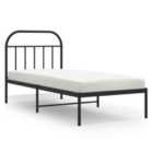 vidaXL Metal Bed Frame with Headboard Black 90x200 cm (353628)
