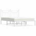 vidaXL Metal Bed Frame with Headboard White 140x190 cm (353586)