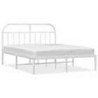 vidaXL Metal Bed Frame with Headboard White 183x213 cm (353689)