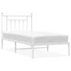 vidaXL Metal Bed Frame with Headboard White 90x190 cm (353578)