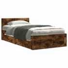 vidaXL Bed Frame with Headboard without Mattress Smoked Oak 75x190 cm Small Single (3295622)