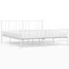 vidaXL Metal Bed Frame with Headboard and Footboard White 193x203 cm (352553)