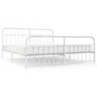 vidaXL Metal Bed Frame with Headboard and Footboard White 200x200 cm (352652)