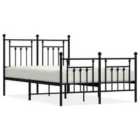 vidaXL Metal Bed Frame with Headboard and Footboard Black 135x190 cm (353554)