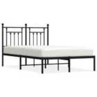 vidaXL Metal Bed Frame with Headboard Black 120x190 cm (353534)