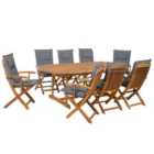 Beliani Garden Dining Set 8 Seater Maui With Cushions Acacia Wood Grey