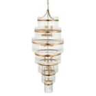 Marietta Grand Pendant Ceiling Light Antique Brass Plate Clear Glass 21X E14