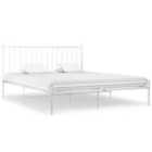 vidaXL Bed Frame White Metal 180x200 cm 6FT Super King (325025)