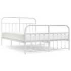 vidaXL Metal Bed Frame with Headboard and Footboard White 135x190 cm (352644)