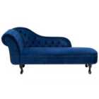 Beliani Left Hand Chaise Lounge Velvet Blue Nimes
