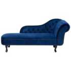 Beliani Right Hand Chaise Lounge Velvet Navy Blue Nimes
