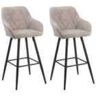Beliani Set Of 2 Bar Chairs Darien Beige