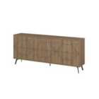 Decortie Sideboard Large 181X77.4Cm 6 Door Storage Cabinet Particleboard Dark Oak Effect