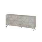 Decortie Sideboard Large 181X77.4Cm 6 Door Storage Cabinet Particleboard Gold Marble Effect