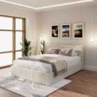 GFW End Lift Small Double Ottoman Natural Fabric Bed & Bonnel Mattress