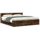 vidaXL Bed Frame with Headboard without Mattress Smoked Oak 180x200 cm Super King (3295545)