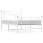 vidaXL Metal Bed Frame with Headboard and Footboard White 100x200 cm (353599)