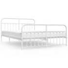 vidaXL Metal Bed Frame with Headboard and Footboard White 183x213 cm (352650)