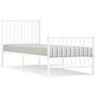 vidaXL Metal Bed Frame with Headboard and Footboard White 75x190 cm 2FT6 Small Single (350939)