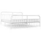 vidaXL Metal Bed Frame with Headboard and Footboard White 193x203 cm (352651)