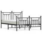 vidaXL Metal Bed Frame with Headboard and Footboard Black 140x190 cm (353555)