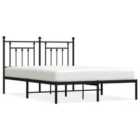 vidaXL Metal Bed Frame with Headboard Black 140x200 cm (353538)