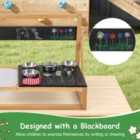 Costway Fir Wood Pretend Play Kitchen With Hanging Hooks And Blackboard-natural