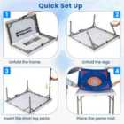 Costway Folding Mahjong Table With Cup Holders And Removable Game Mat-blue