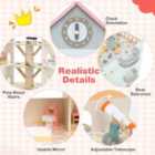 Costway Wooden Corner Dollhouse Playset Pink Roof Doll House-pink