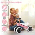 Costway No Pedal Baby 4 Wheels Balance Bike With Non-slip Handlerbar-pink