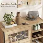 Costway Freestanding Shoe Organizer With Flip Doors Adjustable Shelves-oak