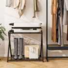 Costway Folding Suitcase Stand With Storage Shelf For Guest Room Bedroom-black