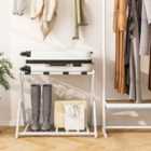 Costway Folding Suitcase Stand With Storage Shelf For Guest Room Bedroom-white