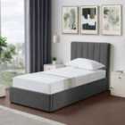 Artemis Home Evelynne Fabric 90Cm Single Ottoman Bed Frame With Storage - Dark Grey