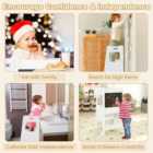 Costway Toddler Kitchen Step Stool With Activity Chalkboard And Adjustable Height-white