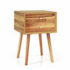 Costway Wooden Nightstand With 2 Storage Drawers And Rubber Wood Legs-natural