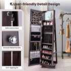 Costway Full Length Mirrored Jewellery Cabinet Rotates 360° With Display Shelves-coffee