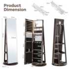 Costway 360-degree Mirrored Jewelry Armoire With 3-color Auto-on LED Lights-brown
